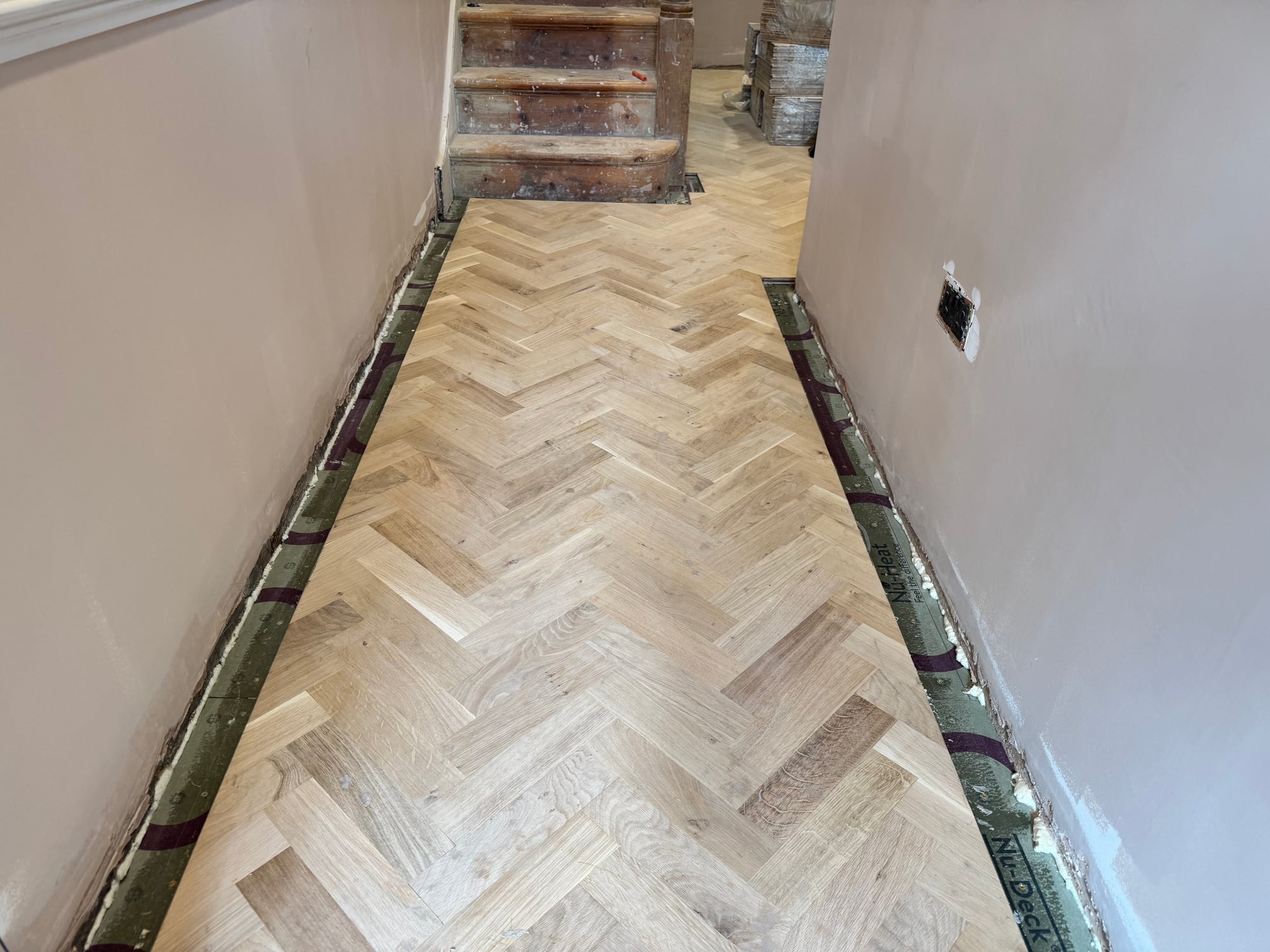 Sanded parquet ready for finishing