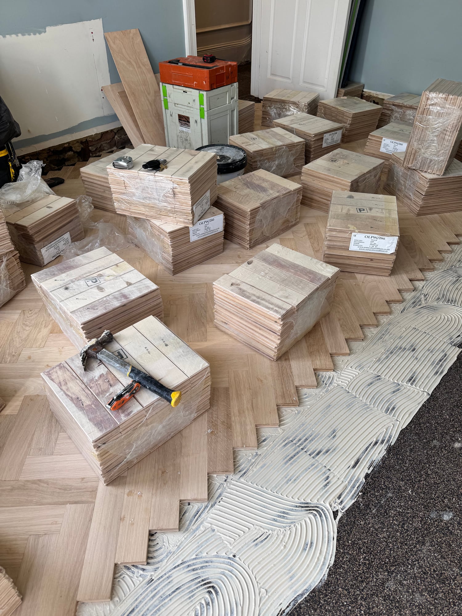 Refinished oak parquet floor