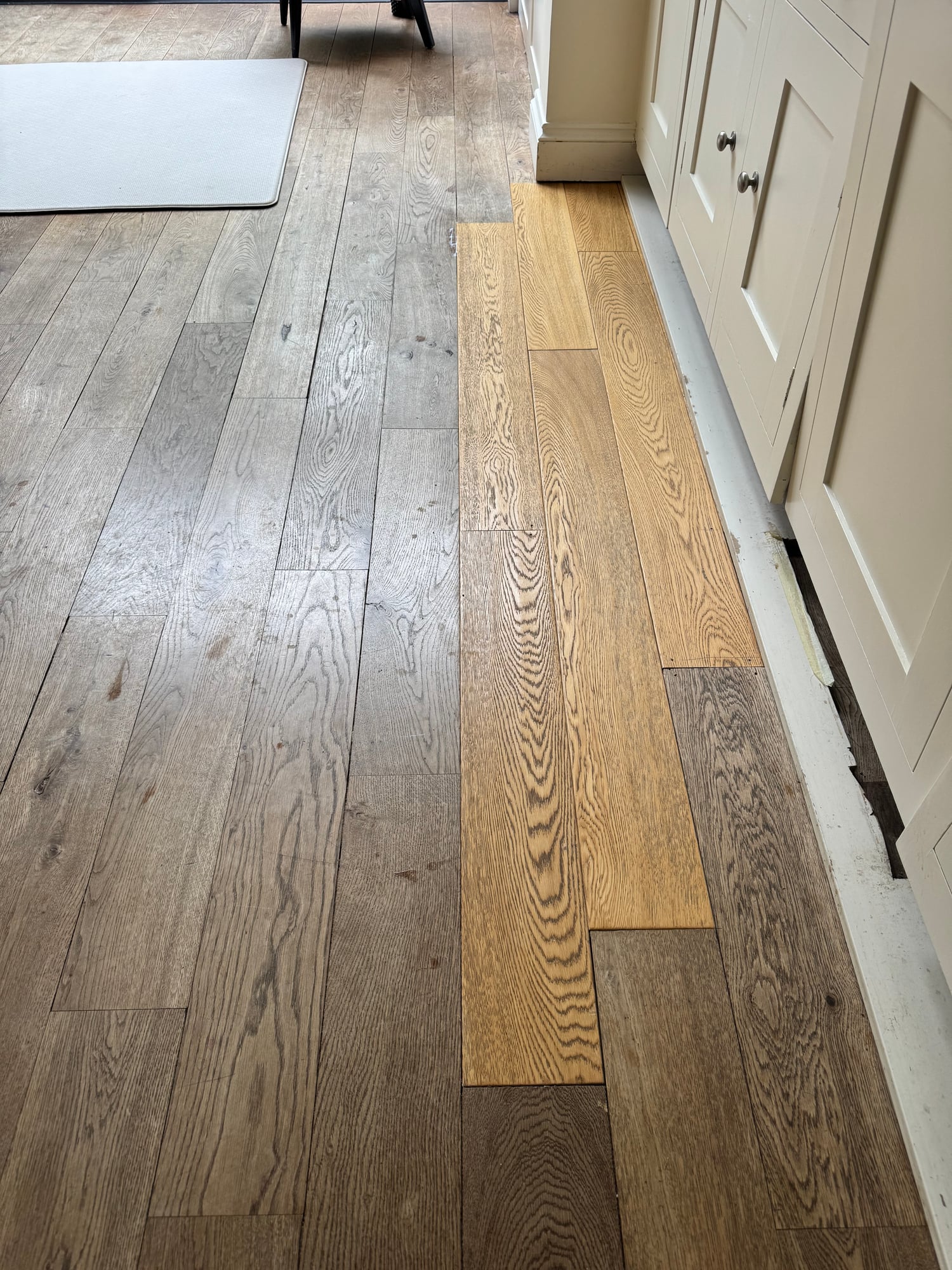 Newly finished herringbone parquet