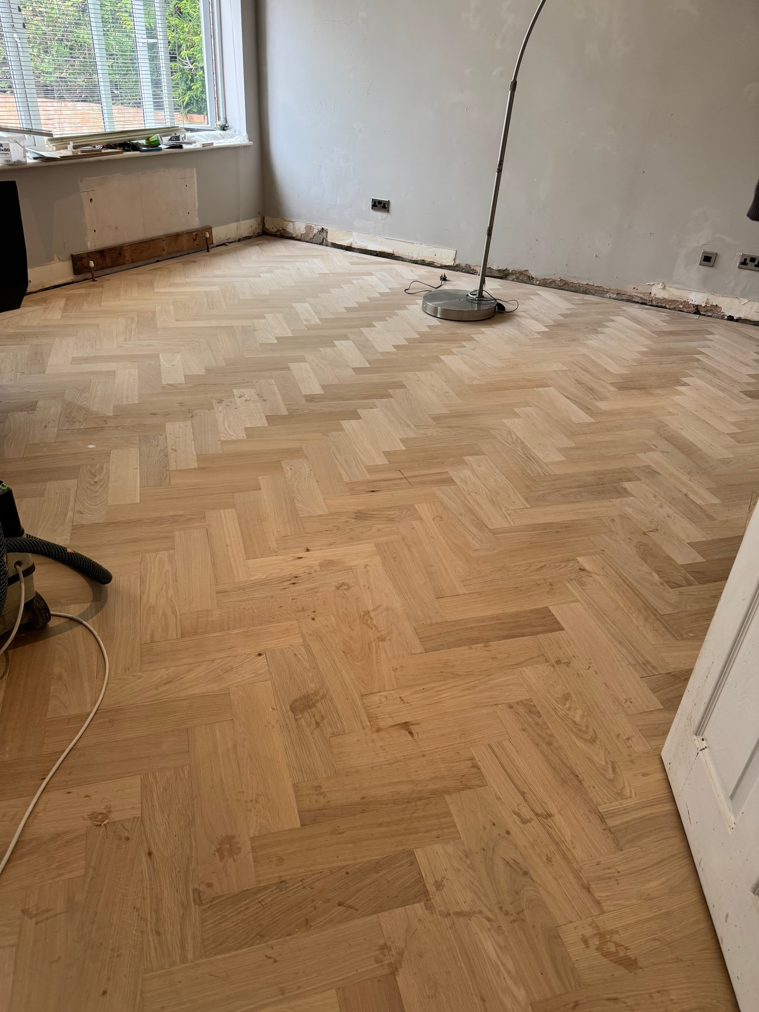 Restored herringbone parquet floor