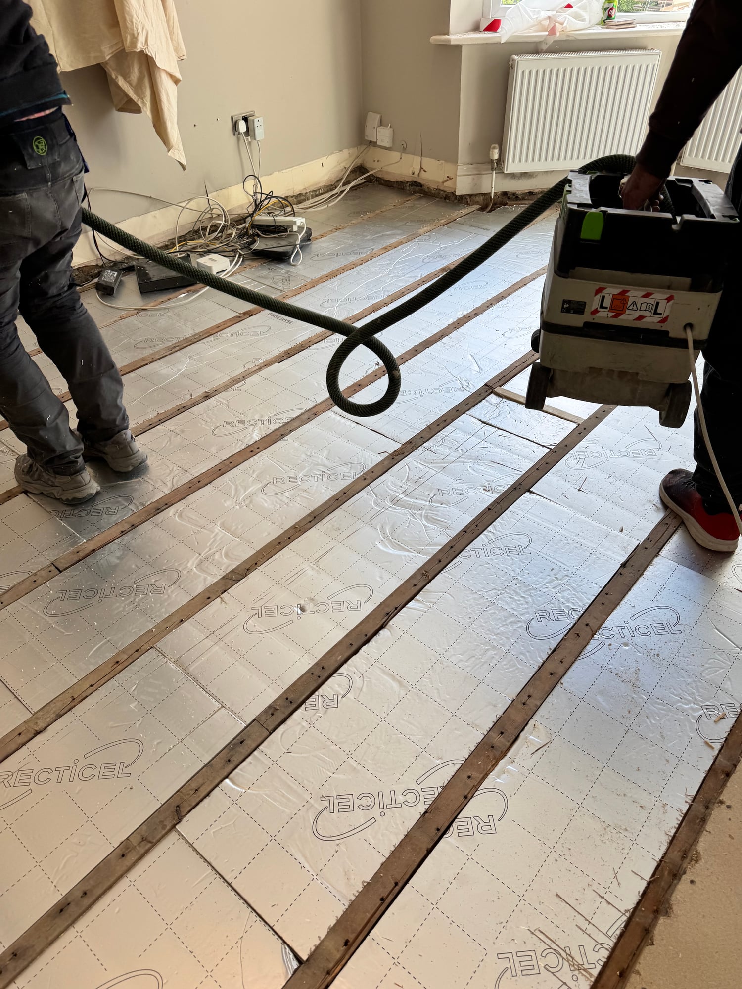 Subfloor and insulation preparation before parquet